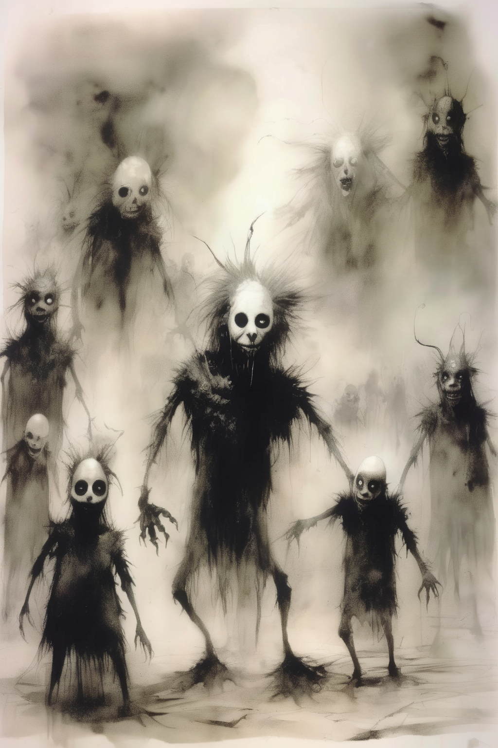 00007-533353377-_lora_Stephen Gammell Style_1_Stephen Gammell Style - Cinematic still, Film by Stephen Gammell, ancient masquerade with Monsters.png